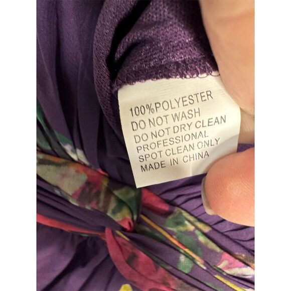 Mac Duggal NWOT Floral Long Sleeve V-Neck Gown in Purple Multi Size 14 - Picture 7 of 7